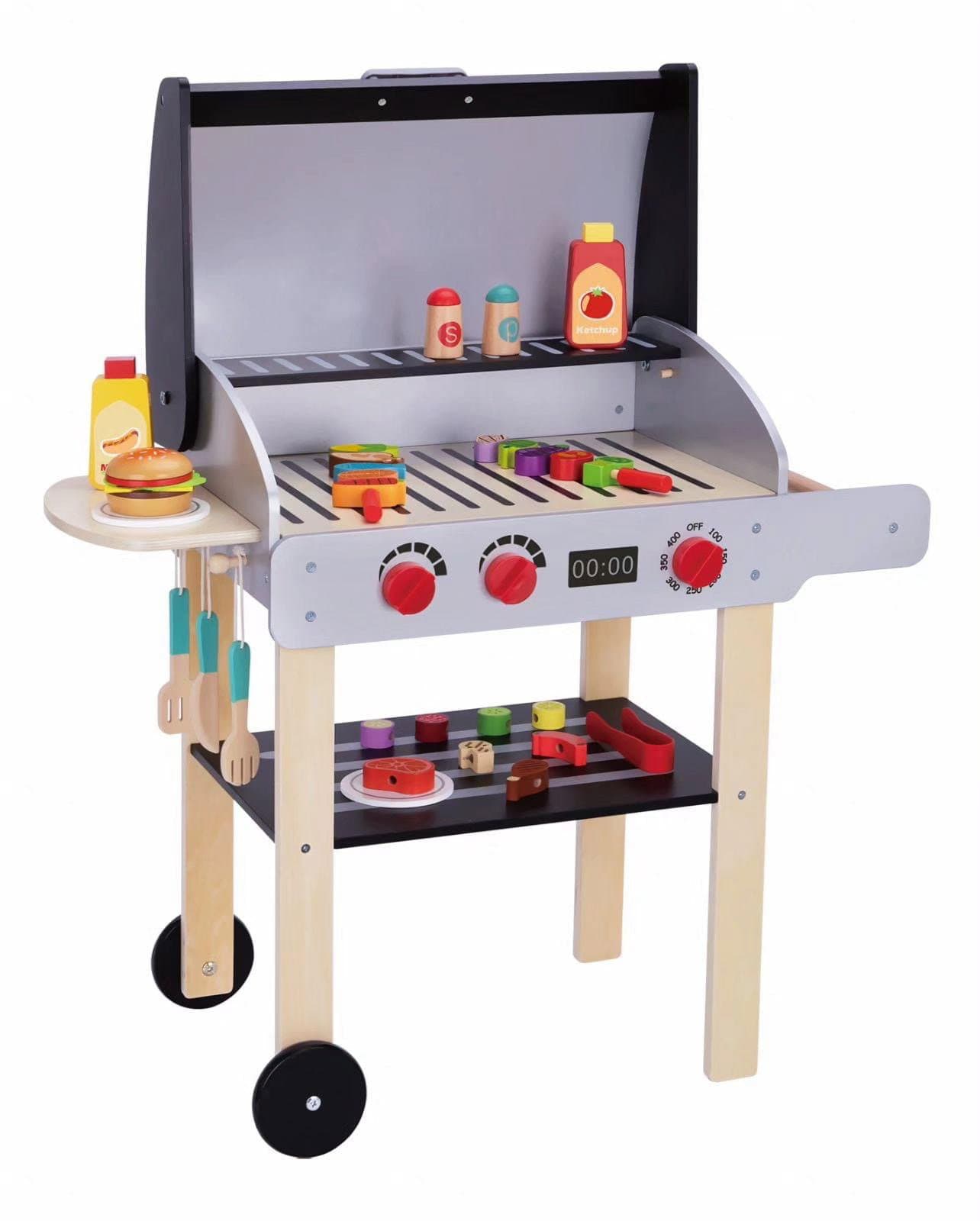 עמדת BBQ מנגל מקצועית מעץ